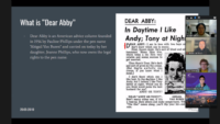 ‘Dear Abby’ is a topic for students to give advice to one another like an advice columnist.